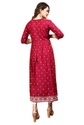 Heavy Rayon Nayra Cut Foil Work Kurti 2