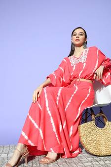 Pink printed rayon ethnic-kurtis