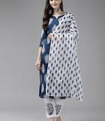 Blue printed rayon ethnic-kurtis