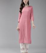 Mauve printed rayon ethnic-kurtis