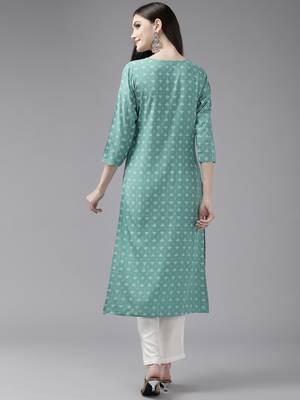 Green printed rayon ethnic-kurtis 3