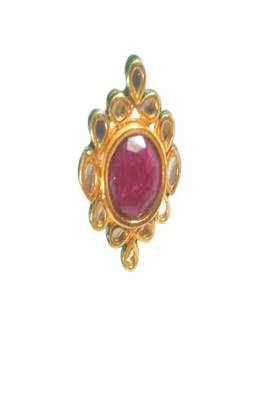 Maroon Adjustable Designer Kundan Finger Rings  2