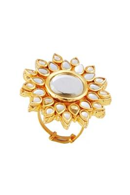  Gold Designer Adjustable Kundan Finger Rings 2