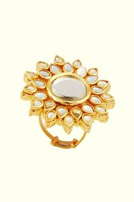  Gold Designer Adjustable Kundan Finger Rings 3