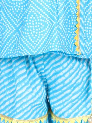 BownBee BownBee Block Print Cotton Angrakha with Sharara- Blue 3