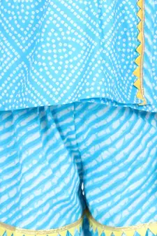 BownBee BownBee Block Print Cotton Angrakha with Sharara- Blue