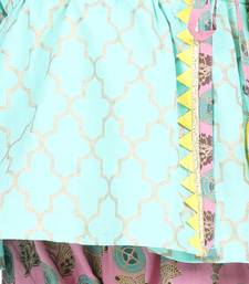 BownBee BownBee Block Print Cotton Angrakha with Sharara- Green