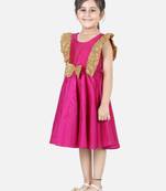 BownBee Sequin Frill Silk Blend Party Frock- Pink