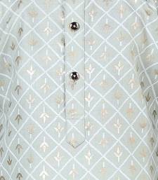 BownBee BoysFoil Print Full Sleeve Cotton Kurta Pajama- Gray
