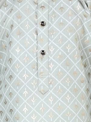 BownBee BoysFoil Print Full Sleeve Cotton Kurta Pajama- Gray 2