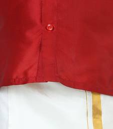 BownBee South Indian Mundu Dhoti with Half SleeveSilk Blend Shirt - Red