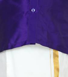 BownBee South Indian Mundu Dhoti with Half SleeveSilk Blend Shirt - Purple