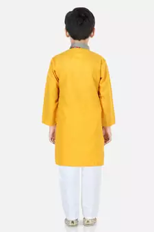 BownBee Printed Attached Jacket Cotton Kurta Pajama - Gray