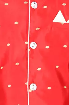 BownBeeFull SleeveSilk Blend Sherwani - Red