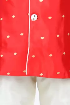 BownBeeFull SleeveSilk Blend Sherwani - Red
