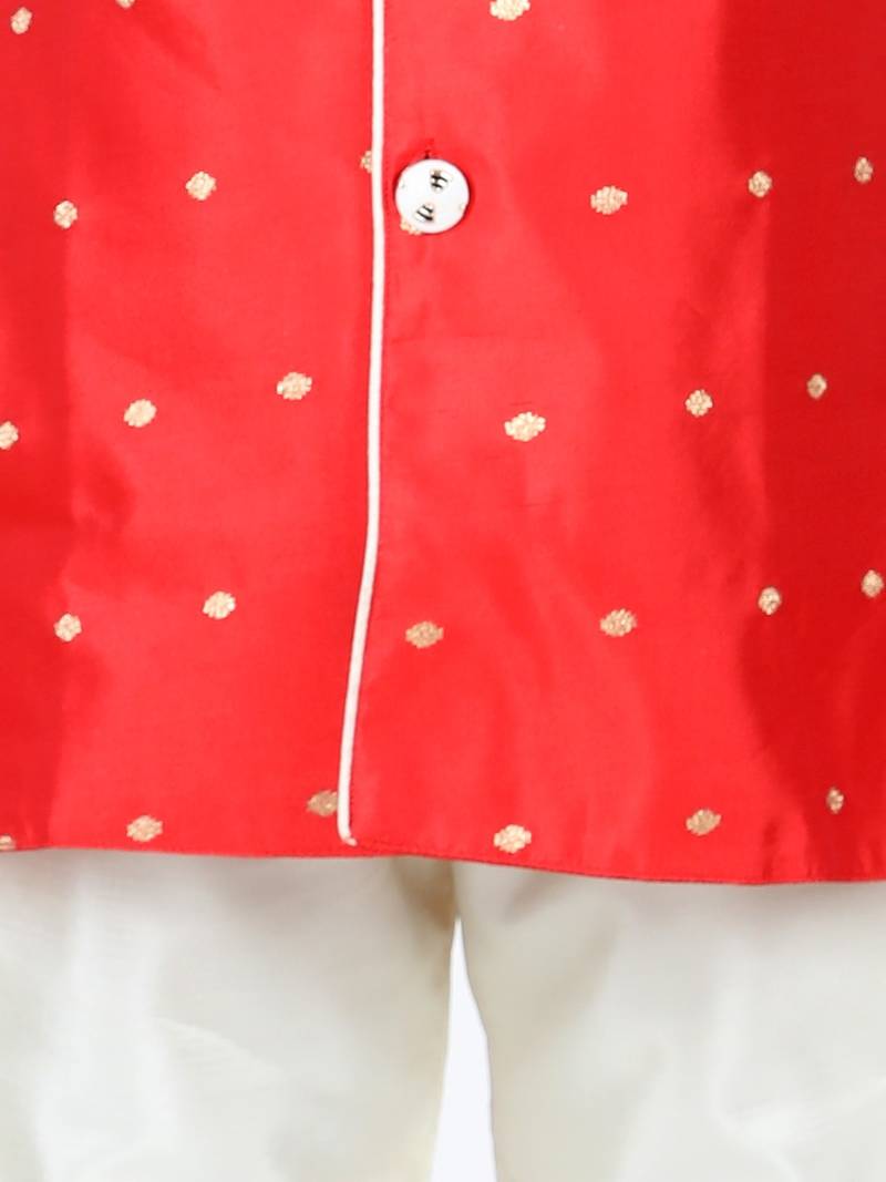 BownBeeFull SleeveSilk Blend Sherwani - Red