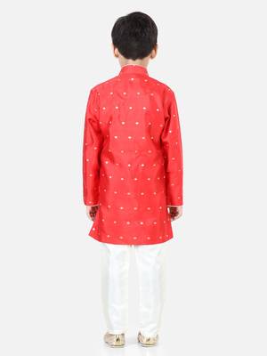 BownBeeFull SleeveSilk Blend Sherwani - Red 4