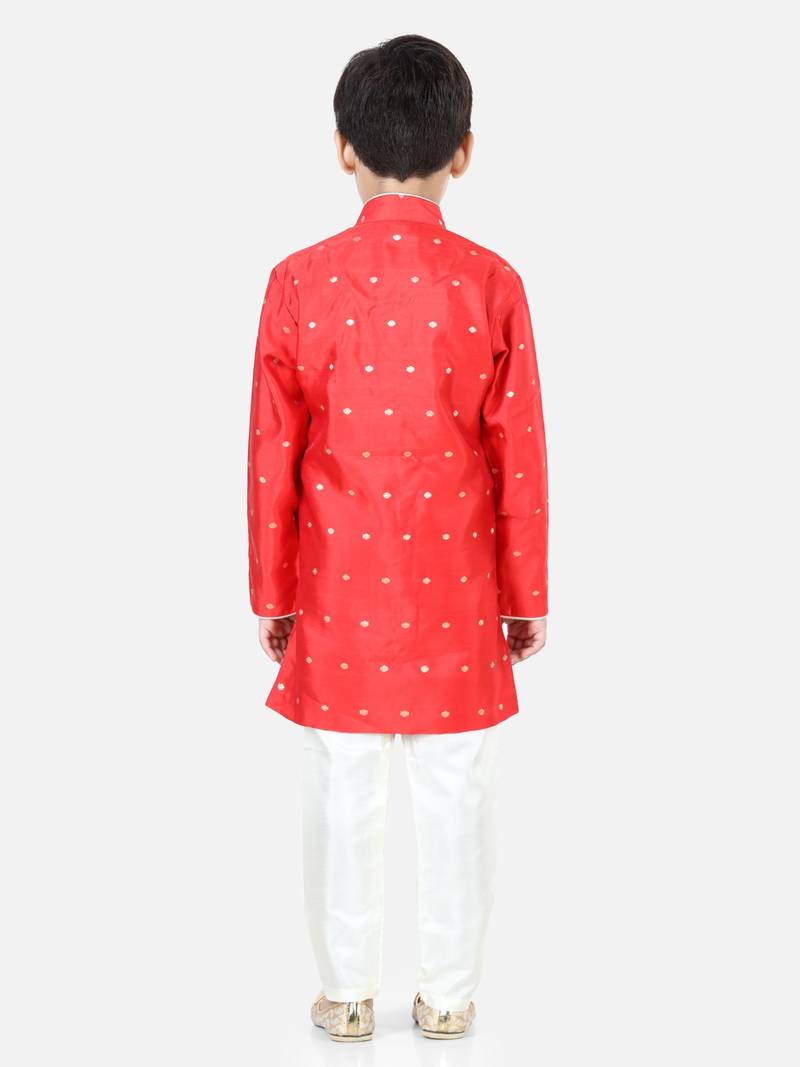BownBeeFull SleeveSilk Blend Sherwani - Red