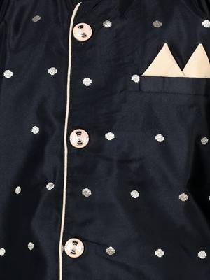 BownBeeFull SleeveSilk Blend Sherwani - Black 2
