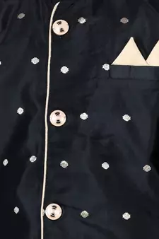 BownBeeFull SleeveSilk Blend Sherwani - Black