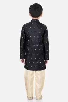BownBeeFull SleeveSilk Blend Sherwani - Black
