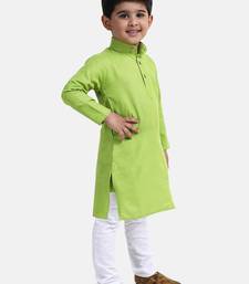 BownBee Boys Stand Collar Cotton Kurta pajama-Orange