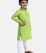 BownBee Boys Stand Collar Cotton Kurta pajama-Orange