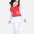 BownBee Front Open Embroidered Jacket with Kurta Dhoti - Red