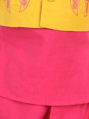 BownBee Front Open Embroidered jacket with Kurta Dhoti - Yellow 2