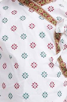 BownBee Boys Full Sleeve Cotton Kanhaiya Kurta with Dhoti Set White