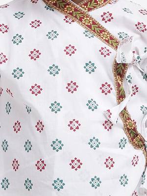 BownBee Boys Full Sleeve Cotton Kanhaiya Kurta with Dhoti Set White 1