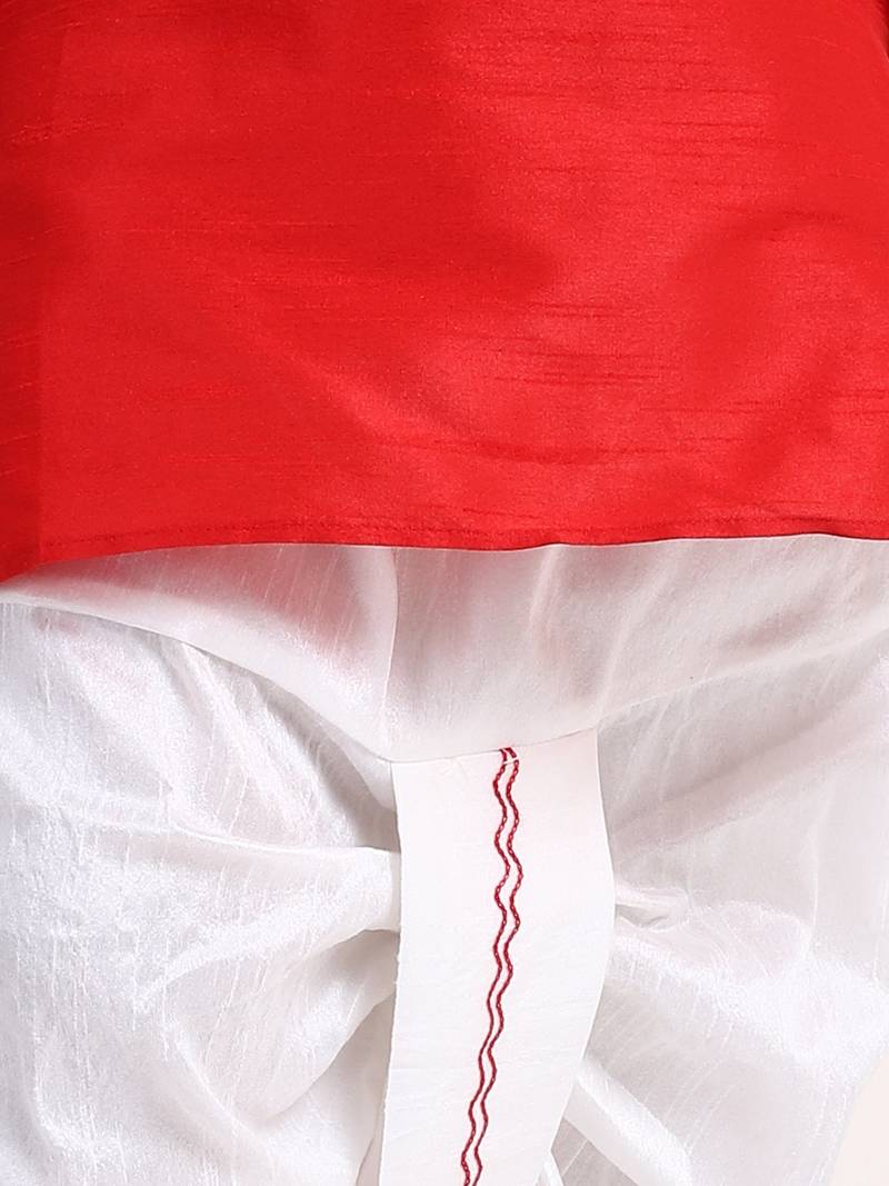 BownBee Attached Jacket Dhoti Kurta -Red