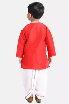 BownBee Attached Jacket Dhoti Kurta -Red