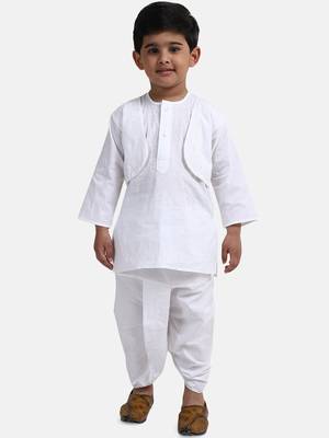 BownBee Attached Jacket Dhoti Kurta -White 1