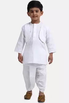 BownBee Attached Jacket Dhoti Kurta -White