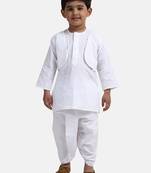 BownBee Attached Jacket Dhoti Kurta -White
