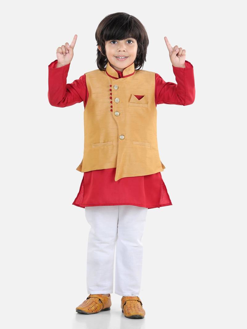 BownBee Boys Party Waistcoat Jacket - Beige
