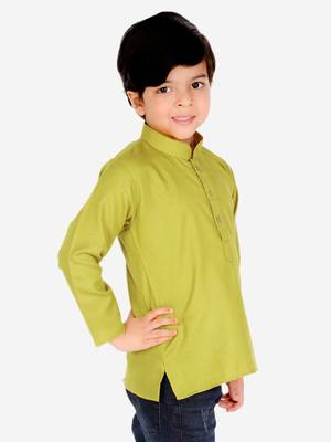 BownBee  Boys Cotton Full Sleeve Short Kurta - Green 1