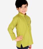 BownBee  Boys Cotton Full Sleeve Short Kurta - Green