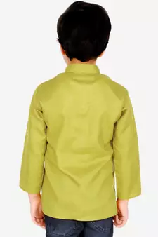 BownBee  Boys Cotton Full Sleeve Short Kurta - Green