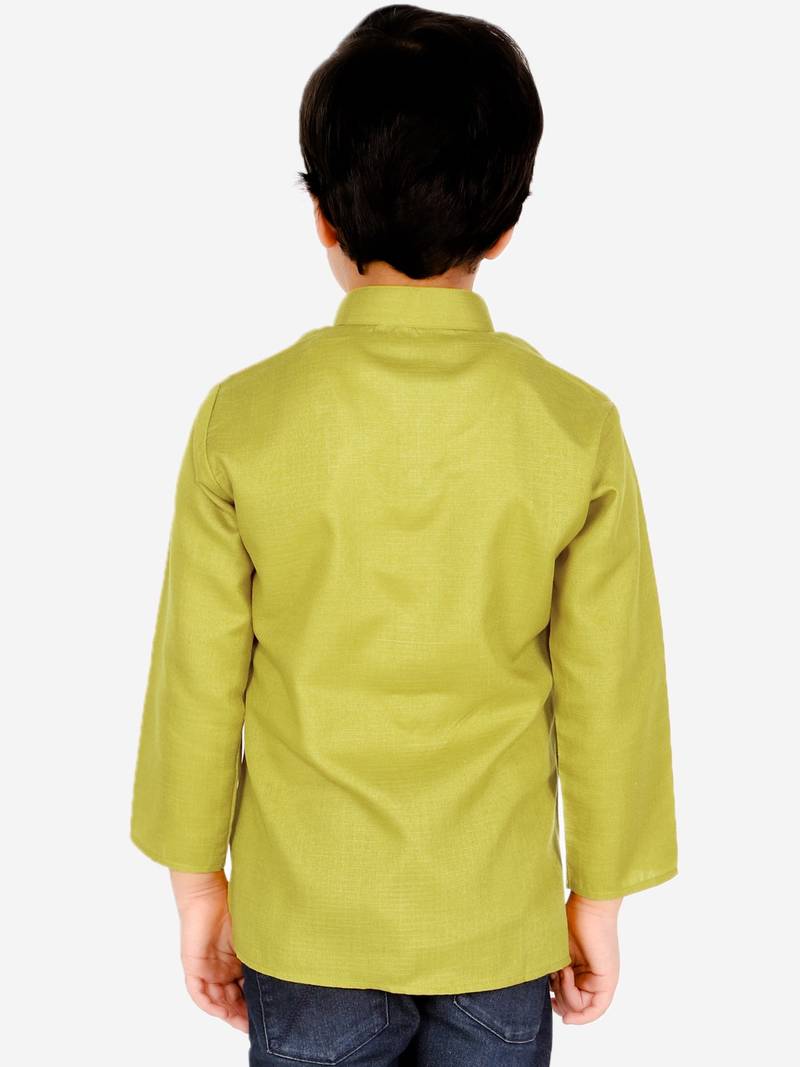 BownBee  Boys Cotton Full Sleeve Short Kurta - Green