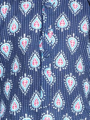 BownBee Block Print Cotton Kurta for Girls- Blue BownBee 2