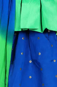 BownBee  Embroidered South Indian Pavda Pattu Lehenga- Green