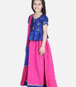 BownBee  Embroidered South Indian Pavda Pattu Lehenga- Blue