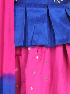 BownBee  Embroidered South Indian Pavda Pattu Lehenga- Blue 3
