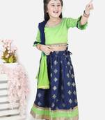 BownBee Chiffon Brocade Lehenga choli for Girls-Blue