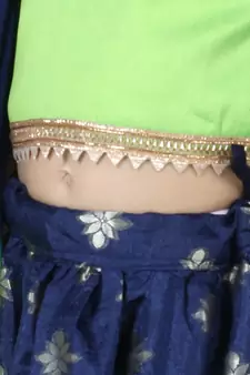 BownBee Chiffon Brocade Lehenga choli for Girls-Blue