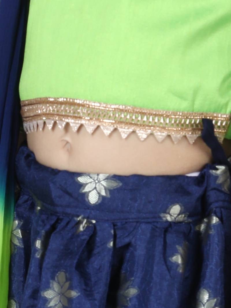 BownBee Chiffon Brocade Lehenga choli for Girls-Blue