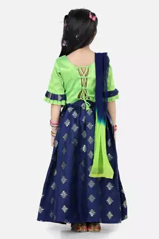 BownBee Chiffon Brocade Lehenga choli for Girls-Blue