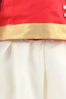 BownBee GirlsHalf Sleeve South Indian Pavda Pattu Lehenga- Red